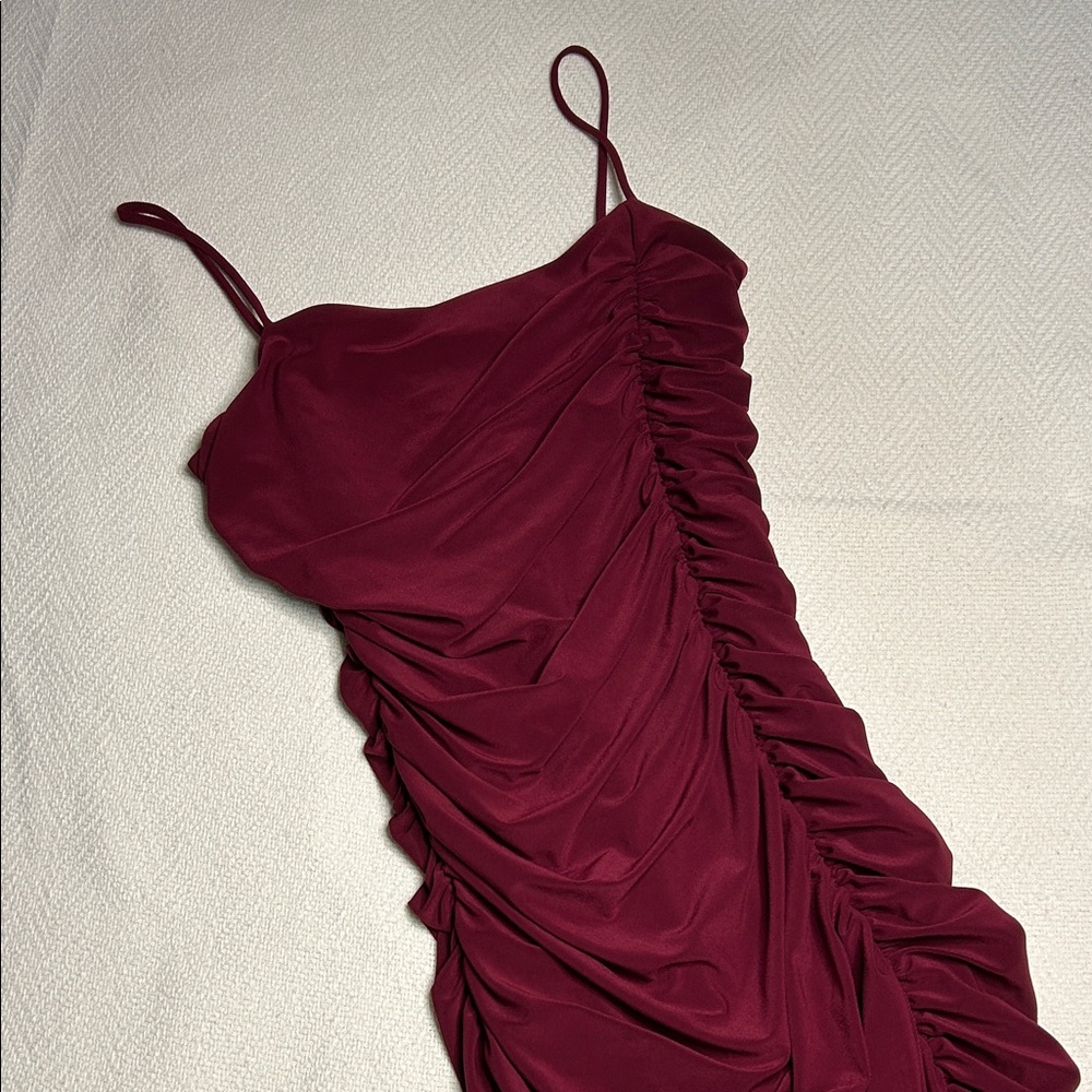 Windsor Elegant Ruched Wine Dress